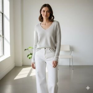 Zadig & Voltaire light grey metallic Nosfa Lurex cashmere v-neck sweater – XS